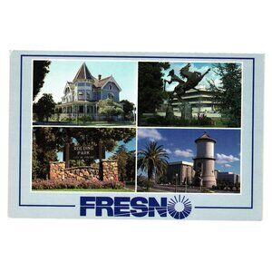 Vintage Fresno California Postcard Roeding Fresno Watertower Sassoon Sculpture